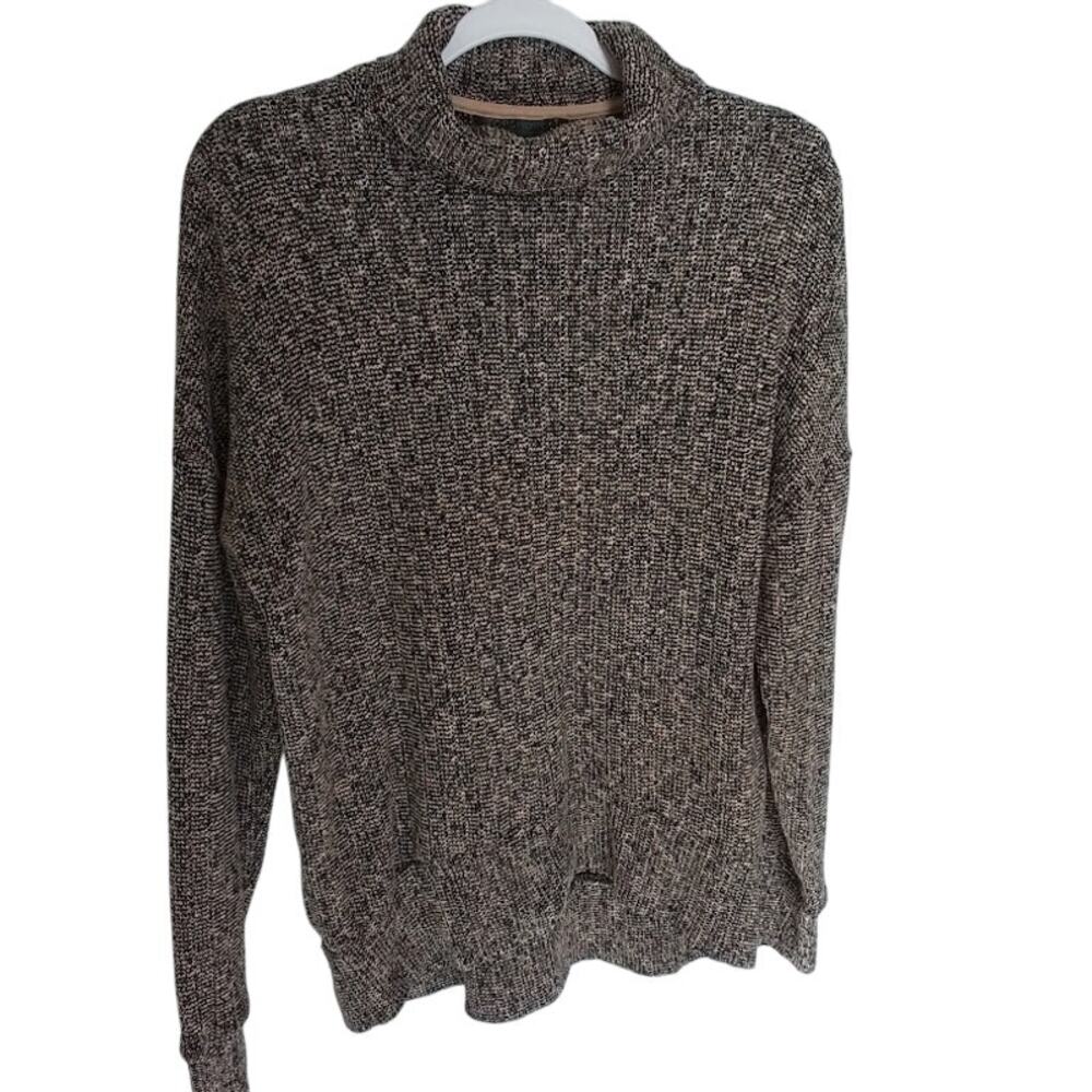 Topshop Women’s Marled Knit Turtleneck Sweater Black White Size 6